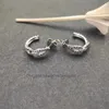 925 Retro srebrne skręcone kolczyki małe koło diamentowe okrągłe ucha moda moda dla kobiet szorstko szali