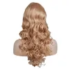 女性のための小さな波、斜めの前髪のある黄金色の長い巻き毛、偽の毎日のかつら