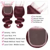 Close Bourgogne Bundles de cheveux humains avec fermeture 99J Bundles d'onde corporelle avec fermeture en dentelle Brésilien Rouge Coiffure ondulée avec 4 x4 Clôture