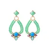 Boucles d'oreilles pendantes en pierre synthétique bleue bohémienne pour femmes, bijoux en forme de fleur/poisson/larme, Style coréen, vente en gros, Lots en vrac