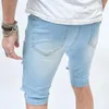 Mäns jeans street män smala passande hål sommarstrand denim shorts stilfulla casual manlig fempunktsbyxor