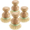 Mini Newbamboo Scrub Spazzola rotonda in legno per palme Setole rigide Pulizia bagnata Lavare i piatti Pentole Padelle Verdure Cg001