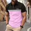 Spring/summer New European American Zipper Loose Casual Breathable Sweat-absorbing Pocket Men's Sports Polo Shirt