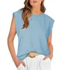Womens Summer Crewneck Tank Top Sleeveless Cap Sleeve Tops Casual Loose 2024 Fashion Basic Tees Shirts 2403212