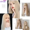 Wigs XIYUE Long Natural Wavy Platinum Blonde Wigs With Bangs Cosplay Party Lolita Synthetic Wigs for Women Heat Resistant Fiber