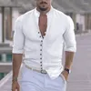 Erkekler Sıradan Gömlek Jodimitty Vintage Pamuk Keten Uzun Kollu Sokak Giyim Yakel Düğmesi Katı Gömlek Erkek Tatil Bluz Top