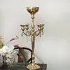 Golden Iron Plated Multiarm Candelabra Wedding Props Floral Arrangement Candlest för Wedding Home Party Hotell Dekor