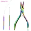 Pliers Hair Extension Beading Tool Kit Titanium Coated Pliers Set Micro Ring Loop Tool Beads Hair Pulling Hook