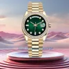 Kalender Diamond Watch Mens/Women Watchs Classic Watches Day Date Automatisk rörelse 41mm Folding Spänne Rostfritt stål Sapphire Vattentäta armbandsur