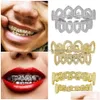 Grillz Dental Grills Grillz Dental Grills 18K Or Hip Hop Fl Diamant Creux Dents Glacé Fang Bretelles Dent Cap Vampire Cosplay Rap Dhe1M