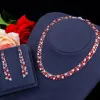 shoes Cwwzircons Love Heart Shape Red Cubic Zirconia Wedding Party Bride Round Choker Necklace Jewelry Sets for Women Accessories T376