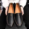 Casual Schuhe Echtes Leder Männer Loafer Bequeme Slip On Fahren Mokassins Hombre Plus Größe 47 Italienische Business Walking Flache