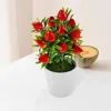 Fiori decorativi 2 set finto corbezzolo bonsai artificiale falso con vaso