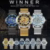 WINNER Officiel Mode Squelette Hommes Montres Argent Top Marque De Luxe Mécanique Maille Bracelet Cristal Glacé Ultra Mince Dames 2011257d