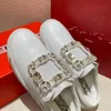 2024 Spring/Summer New Diamond Buckle Half Trailer Small White Shoes With Cowhide Upper and Rubber Sole Women's Casual Sports Shoes