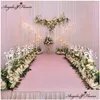 Torkade blommor 50100 cm DIY Bröllop Blomma Väggarrangemang levererar Silk Peonies Rose Artificial Floral Row Decor Marriage Iron Arch DHH6B