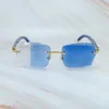Big Diamond Cut Color Change PhotoChromic Solglasögon Två färger Linser 4 Säsong Glasögon Frame Carter Luxury Eyewear 012 Blue Wood Sun Glasses