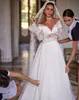Elegante vestido de casamento feminino sheer neck mangas compridas vestidos de noiva rendas apliques trem varredura vestido feito sob encomenda vestidos de novia