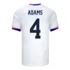 2024 PULISIC USAS AARONSON SOCCER JERSEYS ADAMS 24 남성 키즈 키츠 미국 축구 셔츠 톱 태국 품질 레이나 맥 케니 데스트