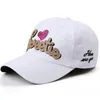 Ball Caps Woman Sweet Letter Baseball Cap Adjustable Casual Girls Embroidered Cotton Sun Hat Solid Color Sports Trucker