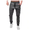 Men's Pants Causal Spring Fashion Classic Sport Skinny Cargo Solid Color Slim Fit Drawstring Elastic Waist