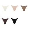 Women's Panties For Girl Low Waist Underpants Underwear Women V-shape Thong Traceless Ice Silk No Take Off Briefs