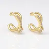 Hoop Earrings Zircon C Shape Ear Clip For Women Man Fashion Clasp Non-Piercing Copper Gold Plated Cuff Hip Hop Jewelry Fixture