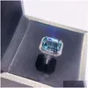 Band Rings Chinese Style Square Sea Treasure Adjustable Topaz Index Finger Ring Drop Delivery Jewelry Otqsm