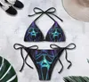 Women's Swimwear Sexy Gothic Emo Bikini Women Two-piece Skull Print Suit Split Bathing High Waist Swimsuit Strap Beach Wear