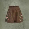 2023 novo veludo bordado cintura elástica shorts casuais