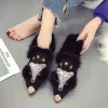 Boots Women Ankle Boots Crystal Fox Head Women Boots Winter Fashion Metal Pointed Toe Fluffy Plush High Heel Ladies Wedding Party Shoe