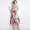 Work Dresses Bohemian Holiday Summer Long Beach Dress Women 2 Piece Set Elastic Bust Strapless Tops Midi Floral Skirt Suit K8248