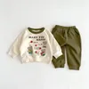 Set di abbigliamento 0-3 anni Cute Born Baby Boy Girl Pant Set INS Autunno manica lunga Cartoon Pullover Felpa Top Jogger Bottom 2PCS Outwear