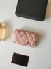 Luxury C Fashion Designer Women Card Holders Fold Flap Classic Pattern Caviar Lambskin Wholesale Black Woman Small Mini Wallet Pure Color Pebble Leather With Box