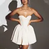 Casual Dresses Summer Sexy Mini Dress Women Solid Streetwear White Sleeveless Backless BodyCon Club Elegant Party A-Line