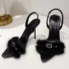 Sandalias sexy con hebilla de correa pequeña 8 10 cm tacones de aguja espalda puntiaguda peep toe mujer verano zapatos altos