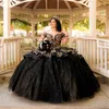 Luxo Black Mexican Quinceanera Dresses Charro 2024 Sparkly Golden Severiques Sixteen Sequin Vestidos de XV 15 Anos Para Lace Up Feestjurken Sweet 16 Dresses