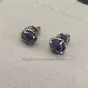 Vintage 925 boucles d'oreilles de créateur pour femmes fille créative torsion enroulement violet géométrique rond pierre claire à la main fête couleur argent bijoux boucle d'oreille