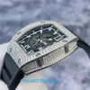 Aufregende exklusive Armbanduhr RM Watch RM010 Automatische mechanische Uhr Rm010 Ag Wg Original Shell Außenring Rückseite Diamantseite Volldiamant 18k