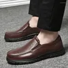 Casual skor exklusiva pappa män äkta läder loafers man bekväm ko brittisk daglig klänning slip-on moccasins