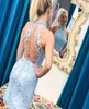 SHEAT JEWEL KNEE LÄNGD HOMECOMING Dress 2019 Light Sky Blue Lace Hoco klänningar 2K19 pärlor höghals sexig bakre ljus gul cocktai5745781