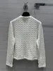 Kvinnors tröjor Designer Milan Runway 2024 New Spring O Neck Long Sleeve Tops Brand Samma stil Rockar Designer Sweater 0321-16 ZMPG