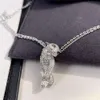 Skruvchokerhalsband Carter Jewelry Leopard 3D -halsband för män Kvinnor med minimalistisk benben Kedja Mikro Inlagd koldiamanter Full Diamond Precision Neckla
