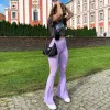 Boots Y2k Purple Flared Trousers Woman Fashion Tight Boot Cut High Waist Pants Skinny Casual Bell Bottom Pants 2021 Autumn Vamos Todos