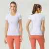 Luu Dames Yogashirt T-shirts Dames T-shirt Hoog-elastisch Ademend Hardloopshirt Sneldrogend Naadloos Korte mouw Sport-Fietsen Gymkleding