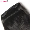 Pezzo ZZHAIR Estensioni dei capelli umani al 100% Remy 16 "20" Set da 2 pezzi 50 g 60 g Clipsin Due pezzi 2x10 cm Diritto naturale