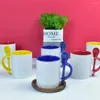 Mugs Blank Heat Transfer Ceramic Stoare Promotion Gift Coffee Long Spoon 11 Oz Inner Color Custom Tea Mug With