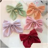 Accessoires de cheveux 1-4pcs Top Clip Satin Mode Bandeau avec clips Bow Épingle à cheveux Coiffe Pin Printemps Rétro Couche Papillon pour les femmes Dr Otwez