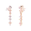 Boucles d'oreilles pendantes rose scintillant herbier grappe goutte Brincos véritable 925 argent Sterling pour les femmes bijoux fins