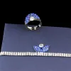 Chaussures Blue Flower Femmes Nigerian Wedding Naija Bride Cumbic Zirconia Crystal Collier Bangle Brangle Brangle Brangle Dubai Bijoux Set 4pcs